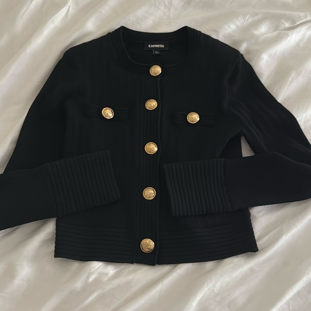 Express gold button Cardigan